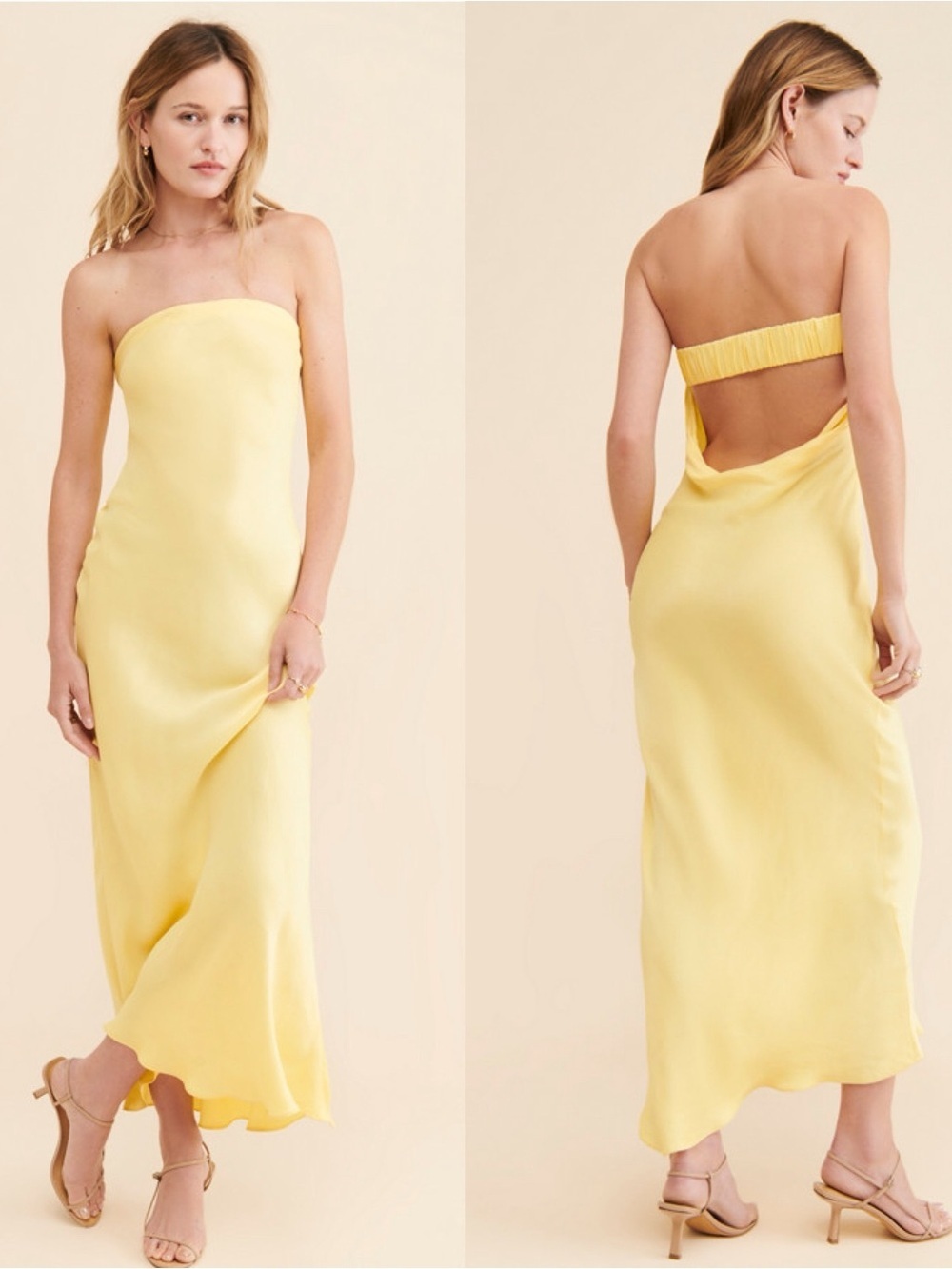 Summer Away Matera Strapless Maxi Dress in Yellow Size Small